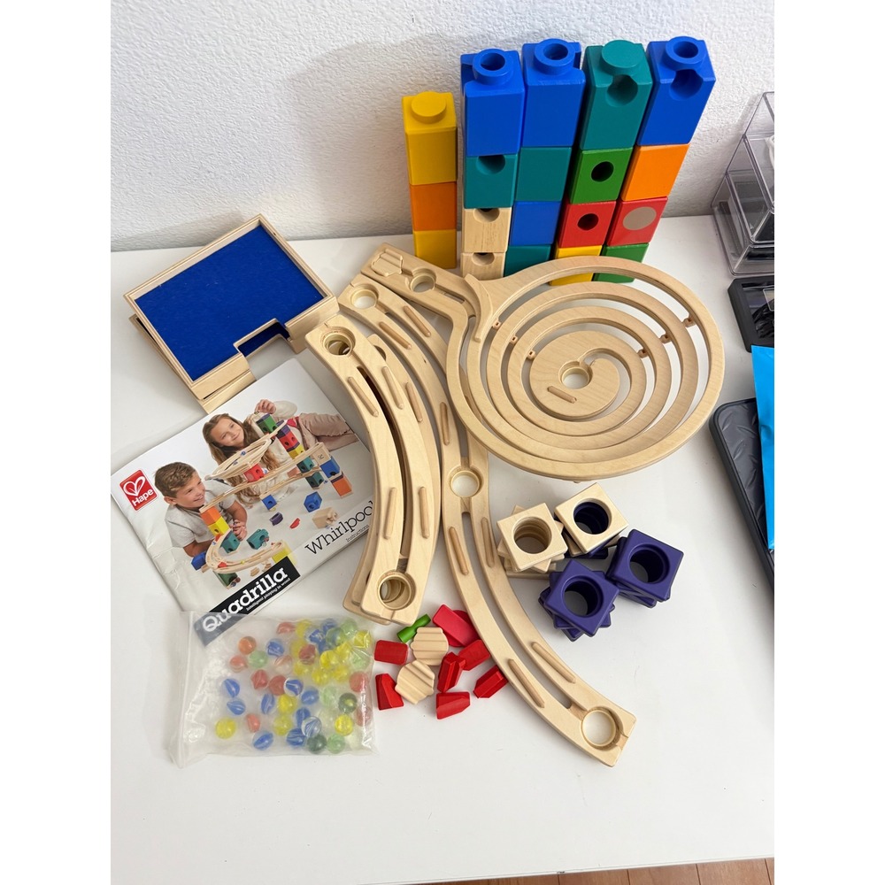 Hape Quadrilla Whirlpool Wooden Marble Run STEM Toy Set E6013 with Marbles